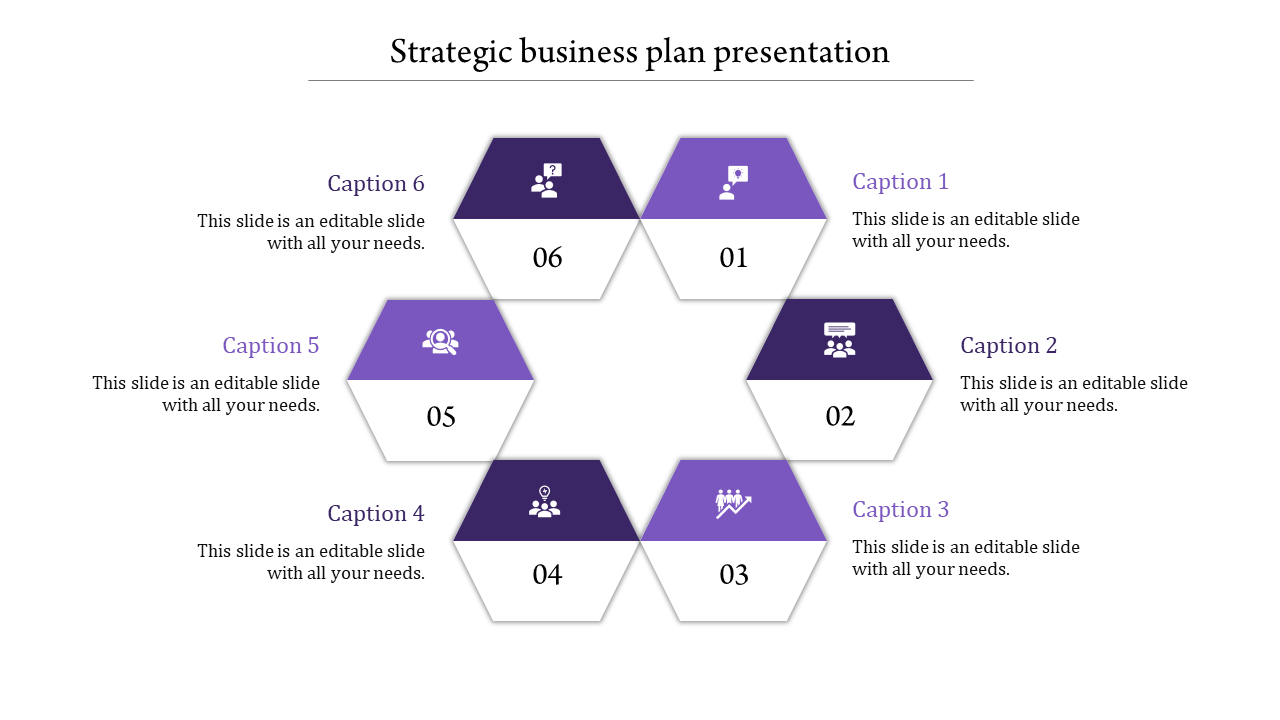Stunning Strategic Business Plan Template In Purple Color